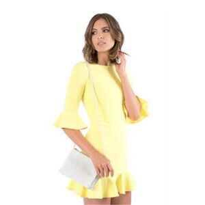 Black Halo Brooklyn Ruffled Hem Mini Dress in Daisy Size 0